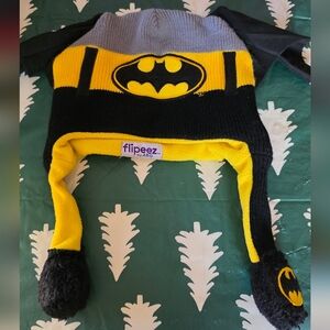 Kids Batman Flippie Beanie Hat - Black and Yellow